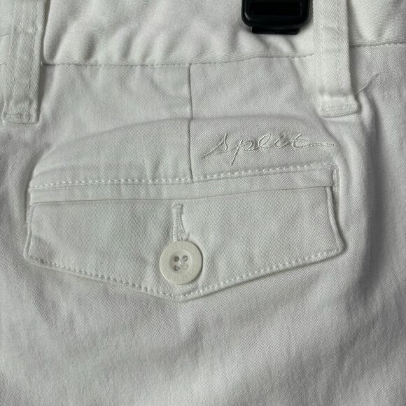 Split White Denim Low Rise Jeans Boot Cut Y2K 90s Side Zipper VNTG Size 7 Stretc - Picture 7 of 10